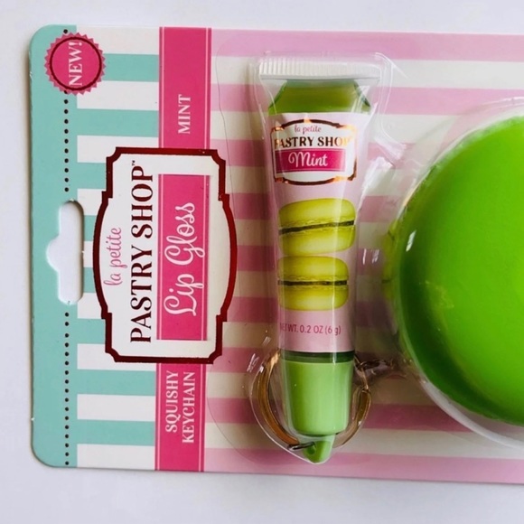 La Petite Pastry Shop Squishy Macaron & lip gloss keyring / charm - Picture 2 of 5